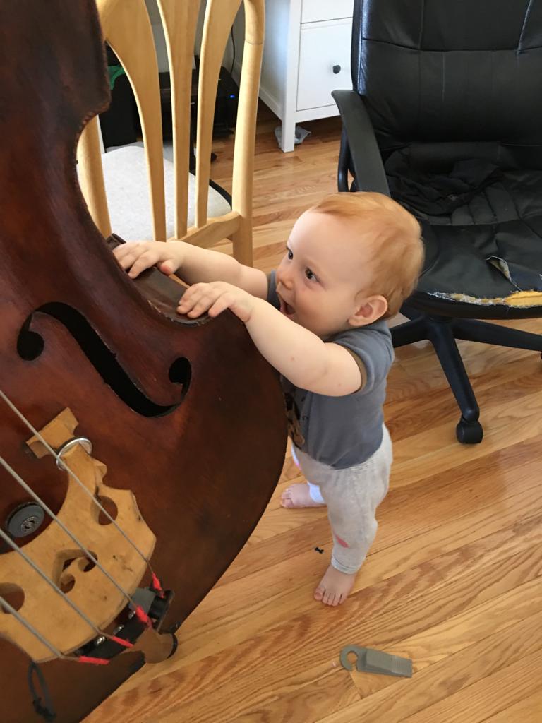 Double basses and  inquisitive toddlers